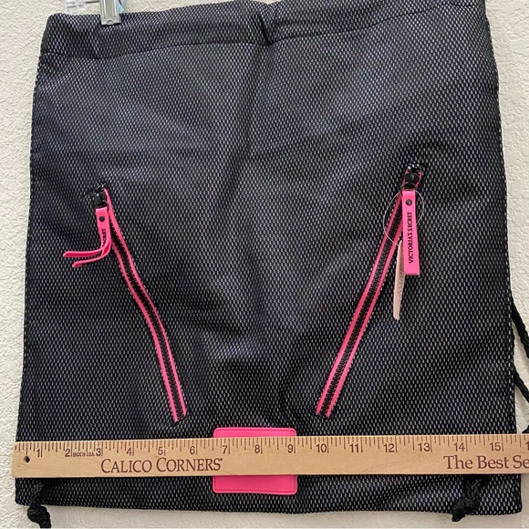 VSX VICTORIA’s SECRET Sport Black/Pink Mesh Drawstring Gym Bag Backpack NWT - Picture 7 of 10